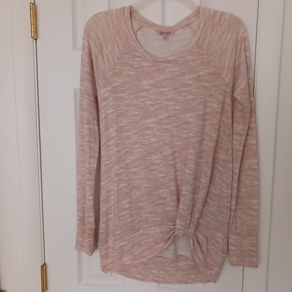 LAST CALL Juicy Couture Womens Peach Multi Long Sleeve Knot Front Tunic Size S